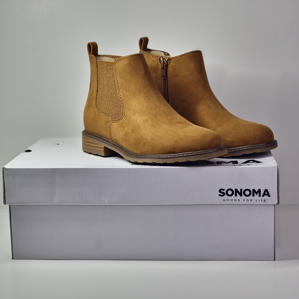 Sonoma (Brantlee) Women Ankle Booties Size 6, Dark Brown (Cognac) Suede Material